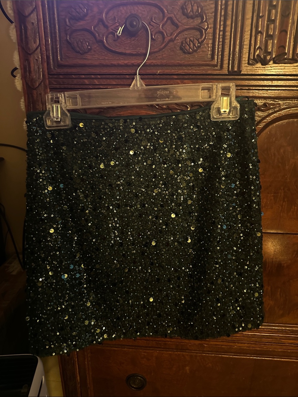 Sequin Mini Skirt in Green